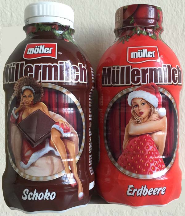 Müller-Milch Kakao mit dunkelhäutiger Schönheit